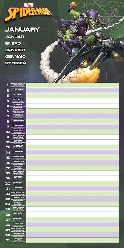 Spider-Man 2025 Family Planner Calendar