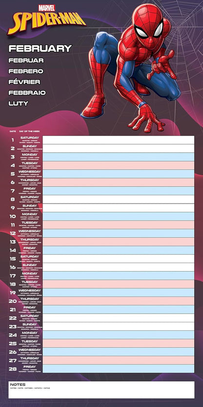 Spider-Man 2025 Family Planner Calendar