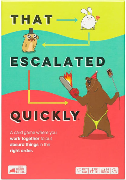Exploding Kittens Presents That Escalated Quickly - Funny Card Games for Adults and Kids - Hilarious Family Game for Game Night with 160 Cards - Ages 10 and Up