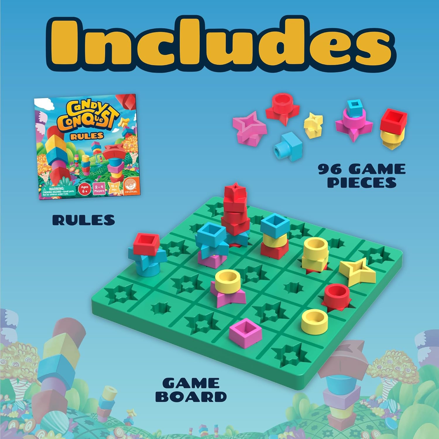 Mindware | Candy Conquest | Family Board Game | Ages 6+ | 2-4 Players | 15+ Minutes Playing Time