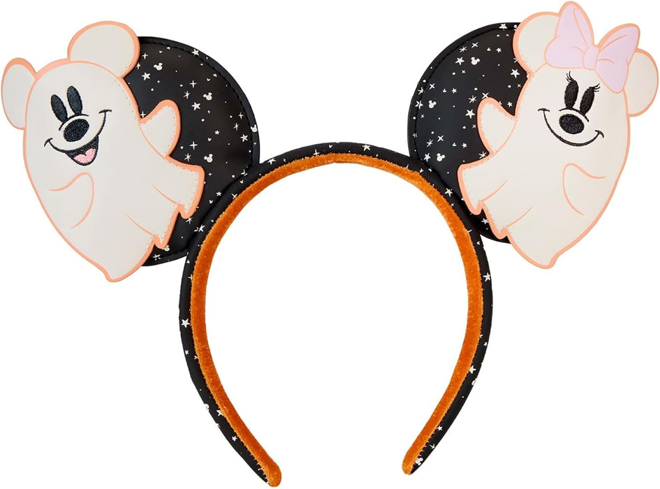 Loungefly Disney Mickey & Minnie Floral Ghost Ear Headband Disney Headbands Standard Orange 1 count (Pack of 1)