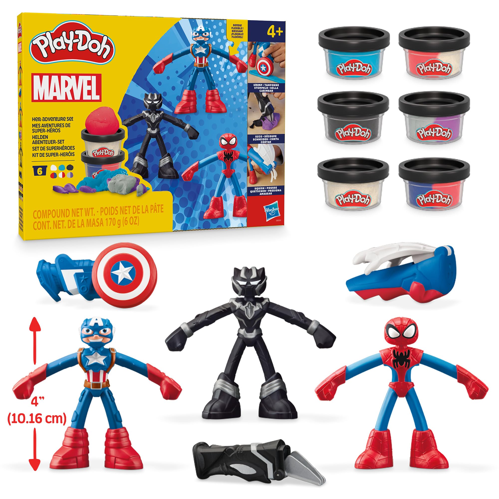 Play-Doh Marvel, Set de Figuras de Superhéroes de Juguete, Manualidades Infantiles con Plastilina, Niños y Niñas de 4 Años o Más
