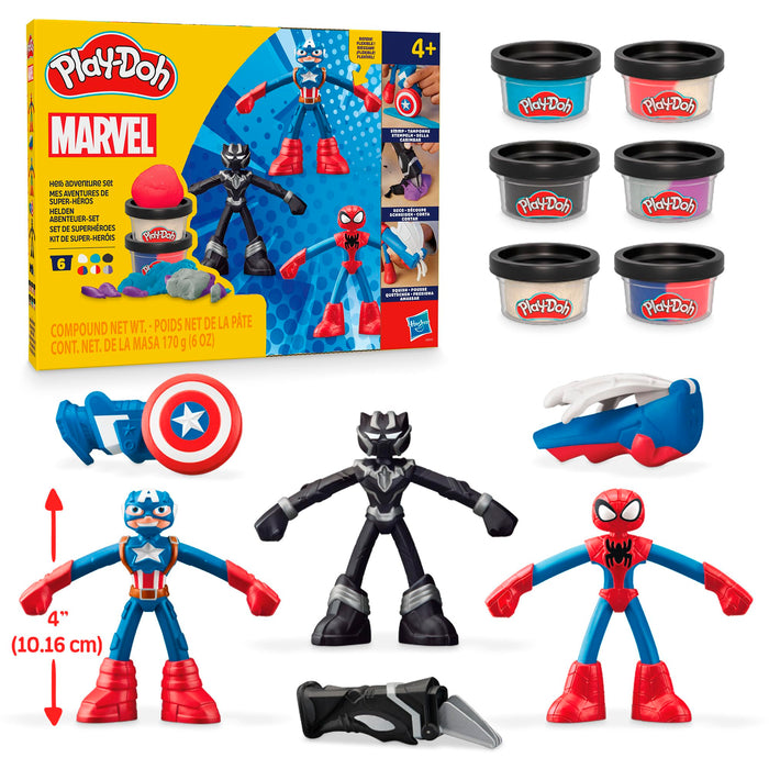 Play-Doh Marvel, Set de Figuras de Superhéroes de Juguete, Manualidades Infantiles con Plastilina, Niños y Niñas de 4 Años o Más