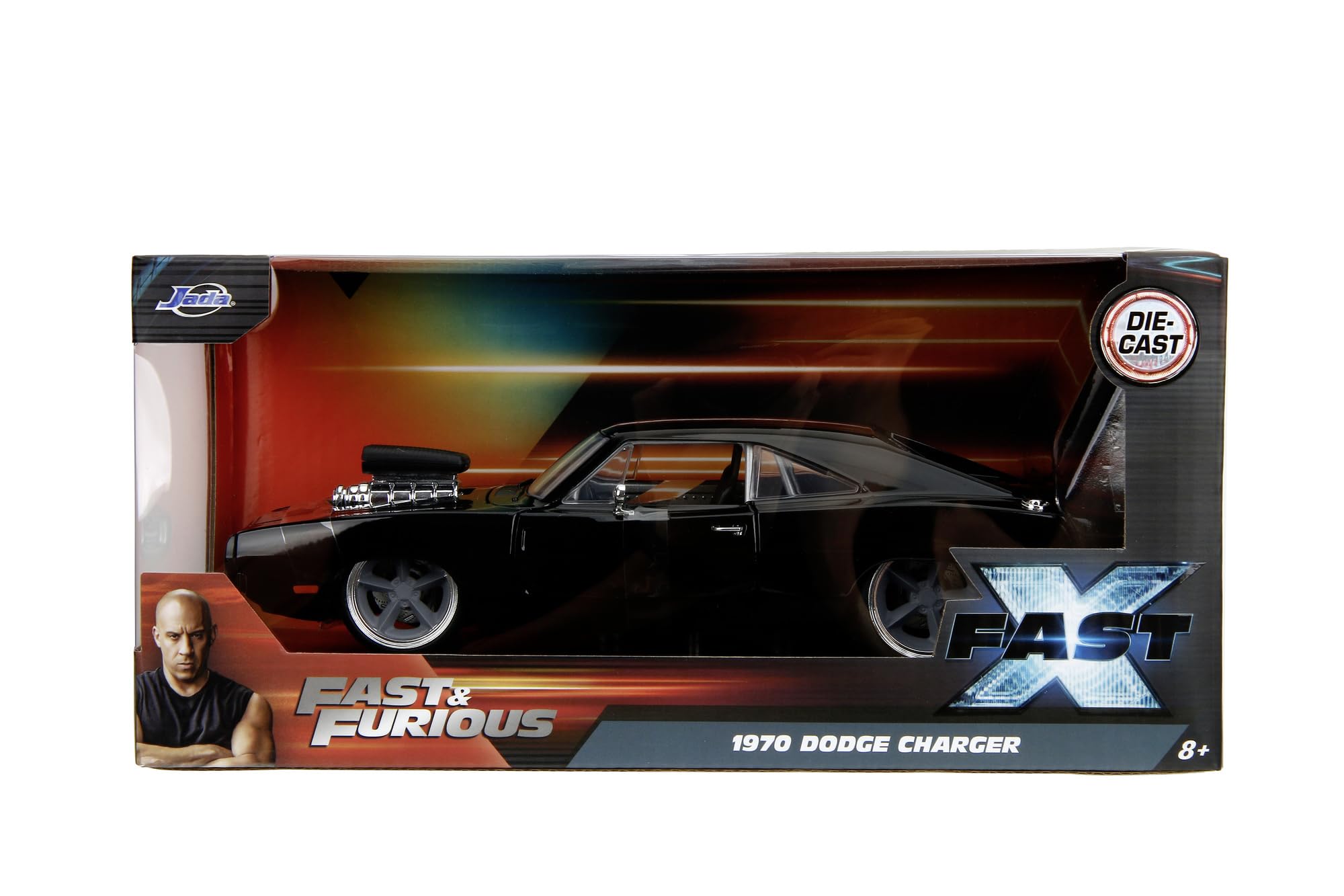 Jada Toys Fast and Furious Dodge Charger R/T 1970 - Coche de película de Fast & Furious 10 (Fast X) con Piezas para Abrir, Escala 1:24 (20 cm), para Fans a Partir de 8 años