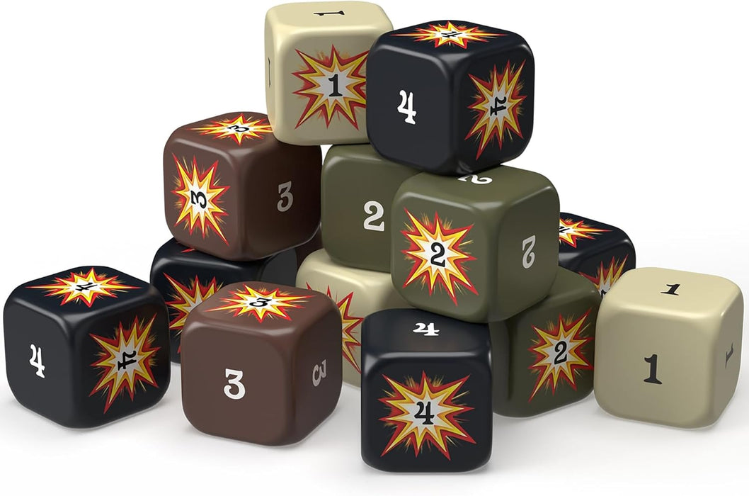 Renegade Games Studio: Axis & Allies: Hit Dice - 72 Dice in 4 Styles, 16mm, Military Style Duffel Carry Bag, Strategy Board Game Accessory & Upgrade
