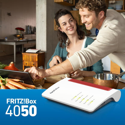AVM FRITZ!Box 4050 International – Router, WiFi 6, Dual Band (2400 Mbps 5GHz and 600 Mbps 2.4 GHz), Mesh, WAN GB, 3 x Gigabit LAN, 1 x USB 3.0, DECT Base, Multimedia Server, Spanish Interface