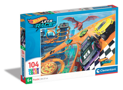 Clementoni Puzzel Hotwheels 104 Stukjes - Supercolor Puzzel Voor Kinderen, Gemaakt In Italië 25760