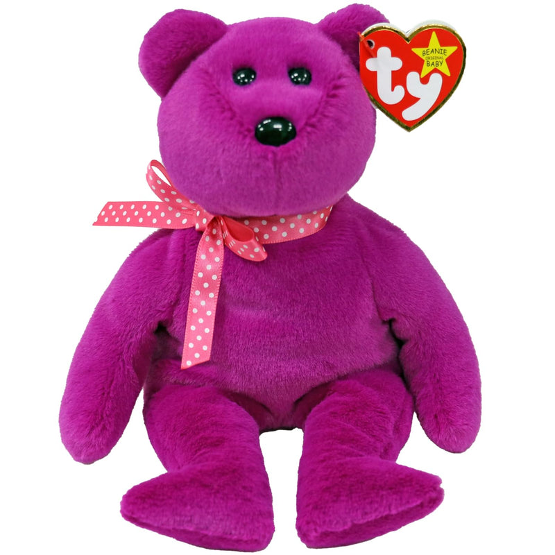 TY Magenta II Bear Original Beanie Babies Regular - Soft Plush Toy for Kids, Teddy, Baby Toy, Collectible Stuffed Plushies