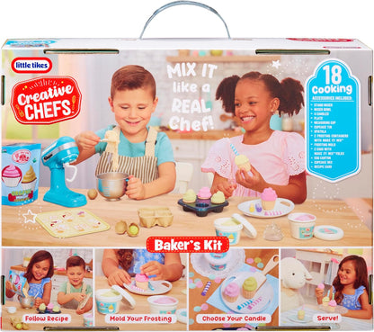 Little Tikes Creative Chefs Baker’s Kit - con Arena Especial de Juego Make-It! Mix, 18 Accesorios, Juego de Panadería Realista para Niños y Niñas a Partir de 3 Años, NO Comestible