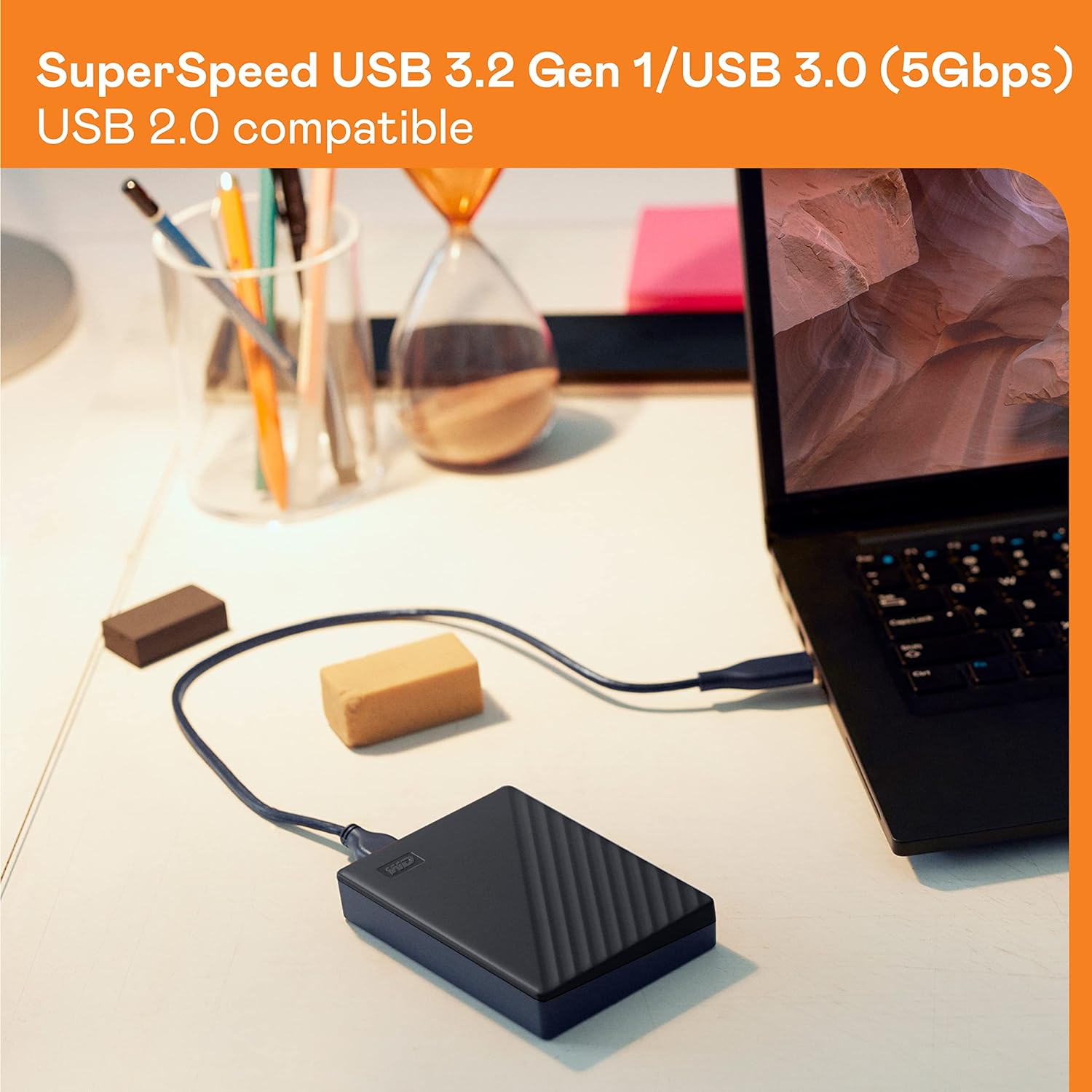 WD 6TB My Passport portable external storage, external hard drive, USB 3.0, portable HDD with software for device management, backup and password protection, works with PC, Xbox &Playstation, Black