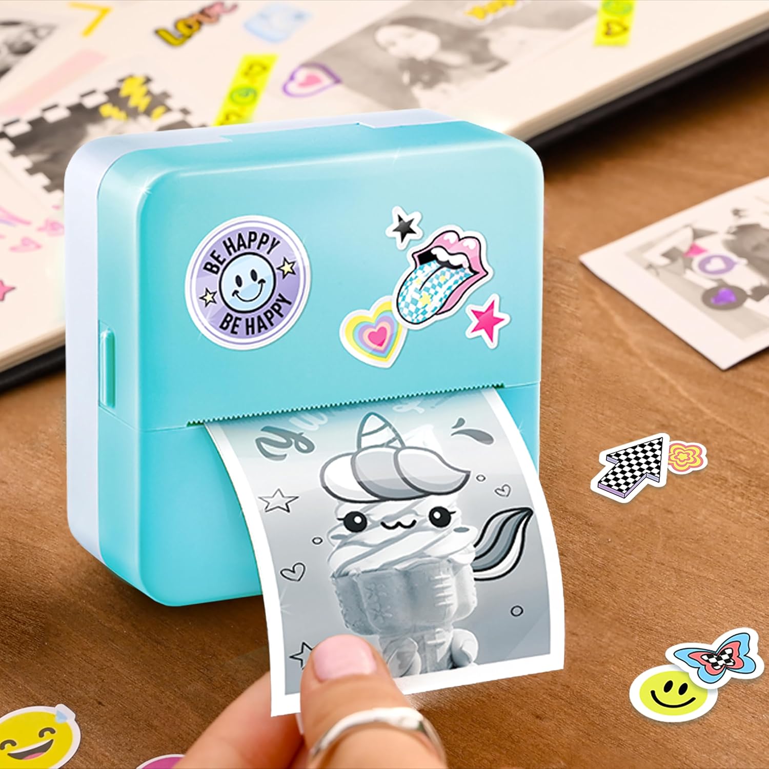 Canal Toys Photo Creator Instant Pocket Printer, Blue, Mini printer, AI app, 3 Rolls, Sticky roll, Pens, Stickers