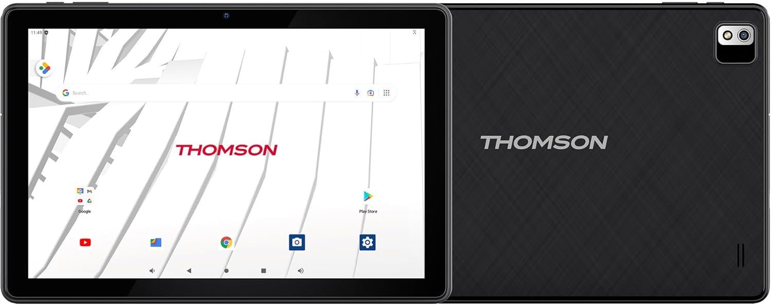 THOMSON Tablet 10,1 inch Full HD IPS 1080p!, Quad Core-processor, 4 GB Native RAM /128 GB geheugen, officieel Android 13, 4G LTE SIM-modem (alle operators) en WiFi. Uitbreidbaar 1 TB MicroSD
