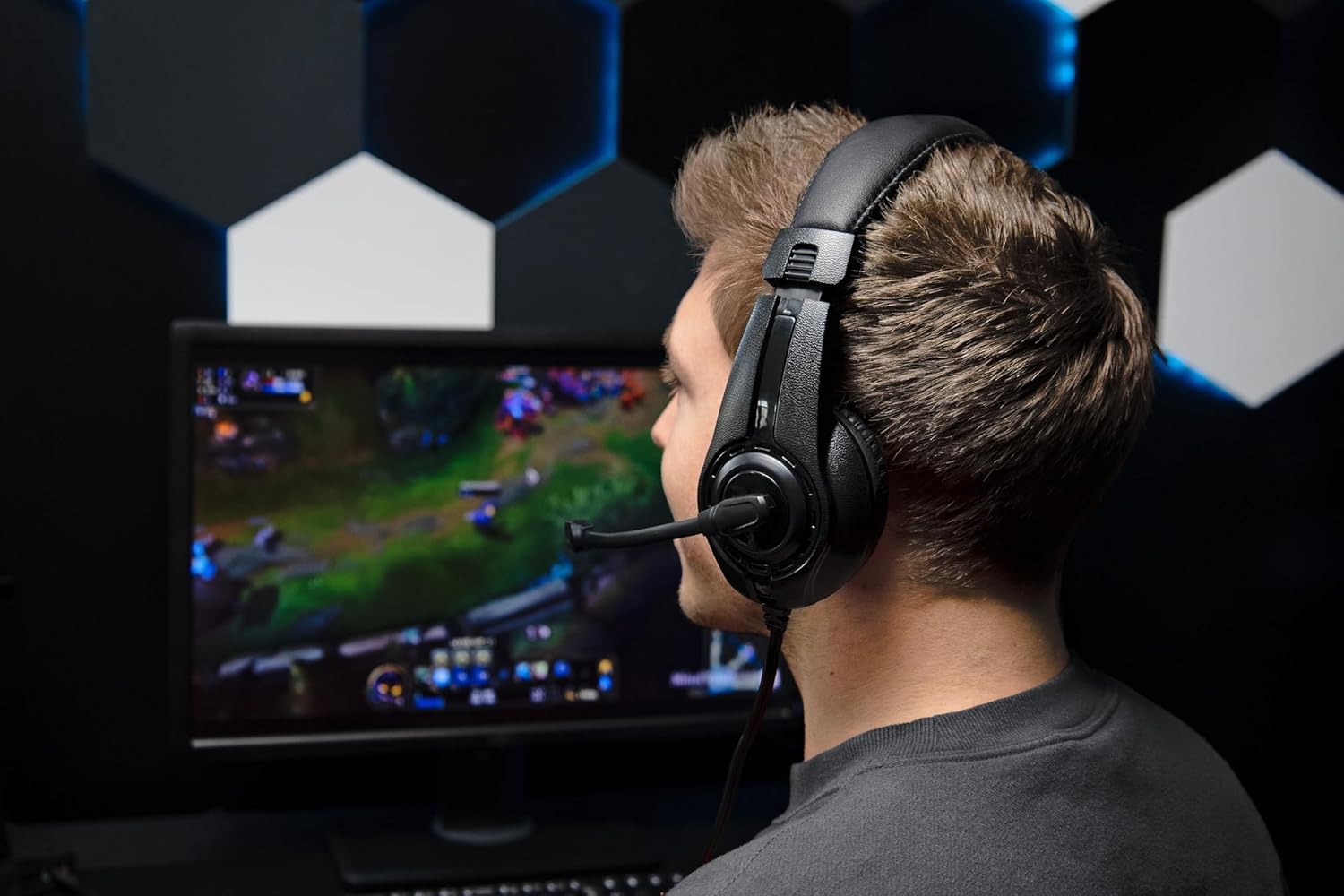 Speedlink LEGATOS Gaming Headset bedraad - lichtgewicht headset met microfoon en bedrade afstandsbediening, compatibel met PC, PS5, PS4, Xbox, Switch, 3,5 mm jack incl. Y-adapter, zwart