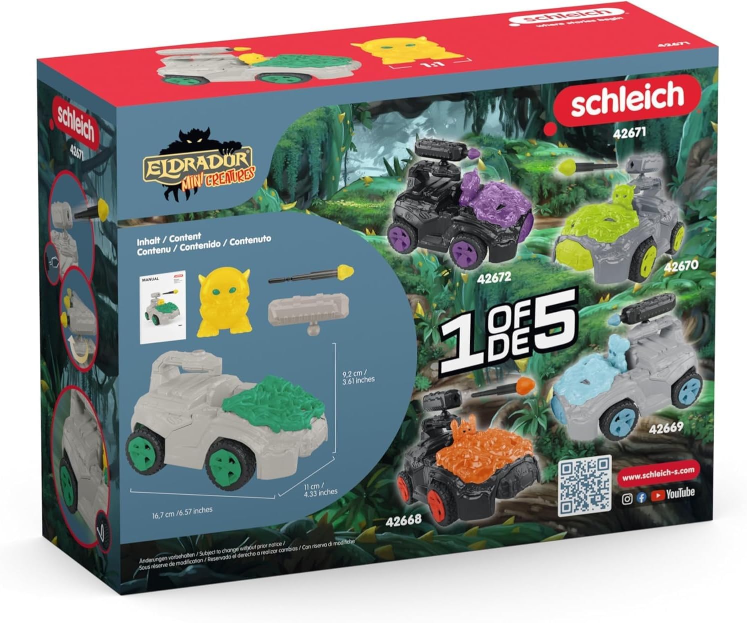 schleich 42671 Dschungel-Crashmobil mit Mini Cretaure, ab 7 Jahren, ELDRADOR CREATURES - Spielset, 17 Teile