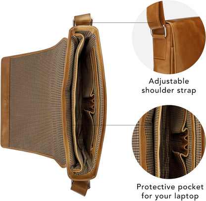 dbramante1928 - Marselisborg - laptoptas - aktetas van leer 14 inch - schoudertas voor heren en dames - laptoptas voor business & werk - Deens design - Golden Tan - (2e generatie)