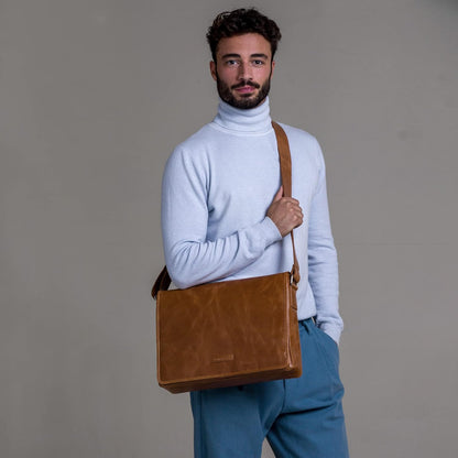 dbramante1928 - Marselisborg - laptoptas - aktetas van leer 14 inch - schoudertas voor heren en dames - laptoptas voor business & werk - Deens design - Golden Tan - (2e generatie)
