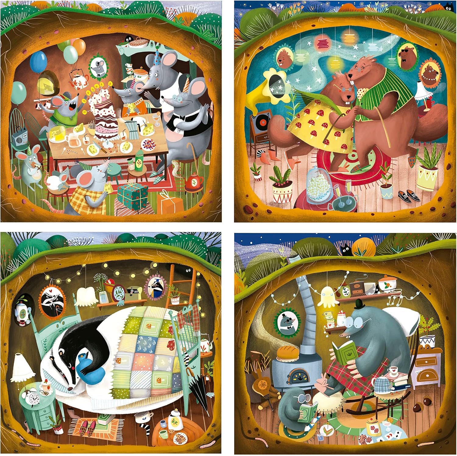 Educa - Set van 4 progressieve puzzels voor kinderen van 12 tot 25 delen | Verhalen over het bos van Kasandra, afmetingen: 16 x 16 cm, aanbevolen vanaf 3 jaar (19685