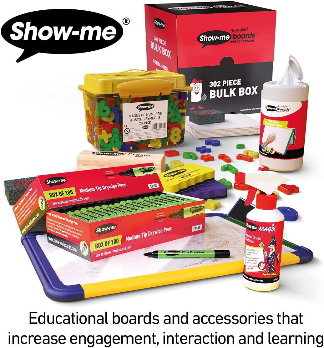 Show-me SDP Medium-Tip Drywipe Whiteboard Pens for Schools and Classrooms– Black (10 Pack of Markers)