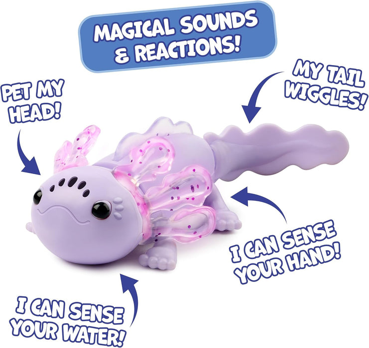 Fingerlings Interactive Baby Axolotl, Auggie (Purple), Swims & Lights Up