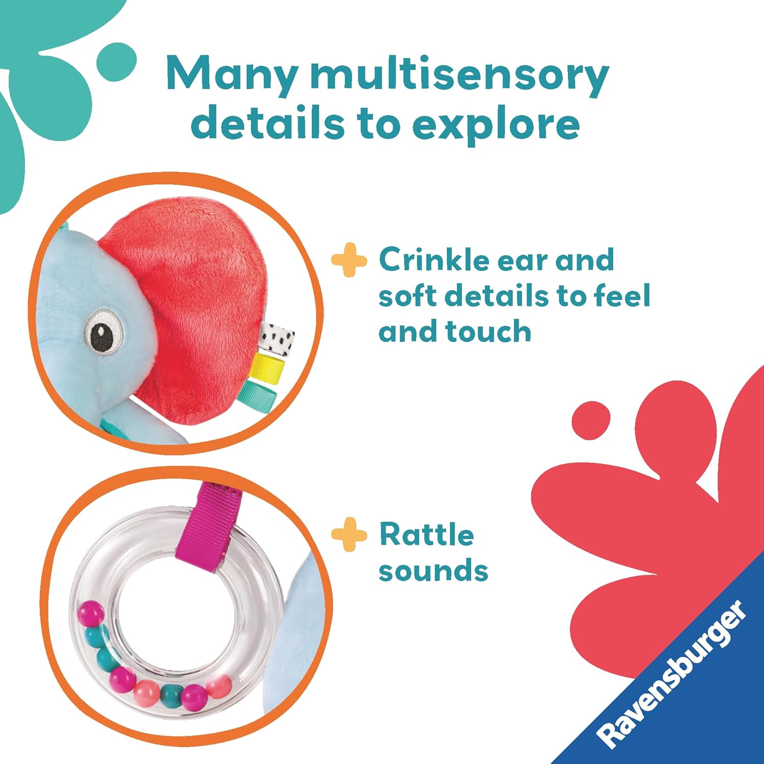 Ravensburger Play+ Explore & Play Elephant - Baby Toys 0 Months Up - Sensory New Born Gift