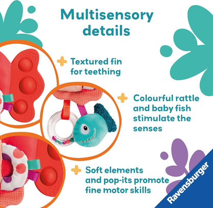 Ravensburger Play+ Pop-it Red Piranha - New Born Sensory & Development Baby Toys 0-6 Months - Infant Gifts
