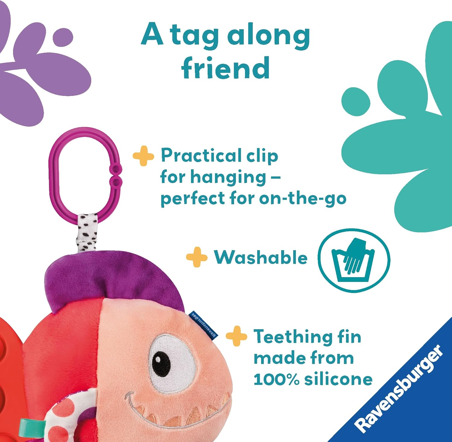Ravensburger Play+ Pop-it Red Piranha - New Born Sensory & Development Baby Toys 0-6 Months - Infant Gifts