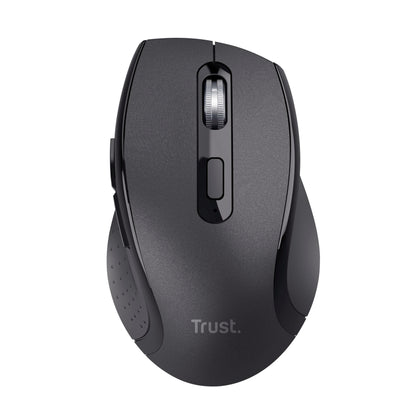 Trust Sura Wireless Mouse for Laptop/PC, Adjustable DPI (800-1200), 6 Buttons, 10m Range, Optical Sensor, USB Micro Receiver, Computer Mouse for Right-Handed Users, Windows Dell Macbook, Black
