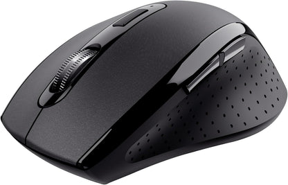 Trust Sura Wireless Mouse for Laptop/PC, Adjustable DPI (800-1200), 6 Buttons, 10m Range, Optical Sensor, USB Micro Receiver, Computer Mouse for Right-Handed Users, Windows Dell Macbook, Black