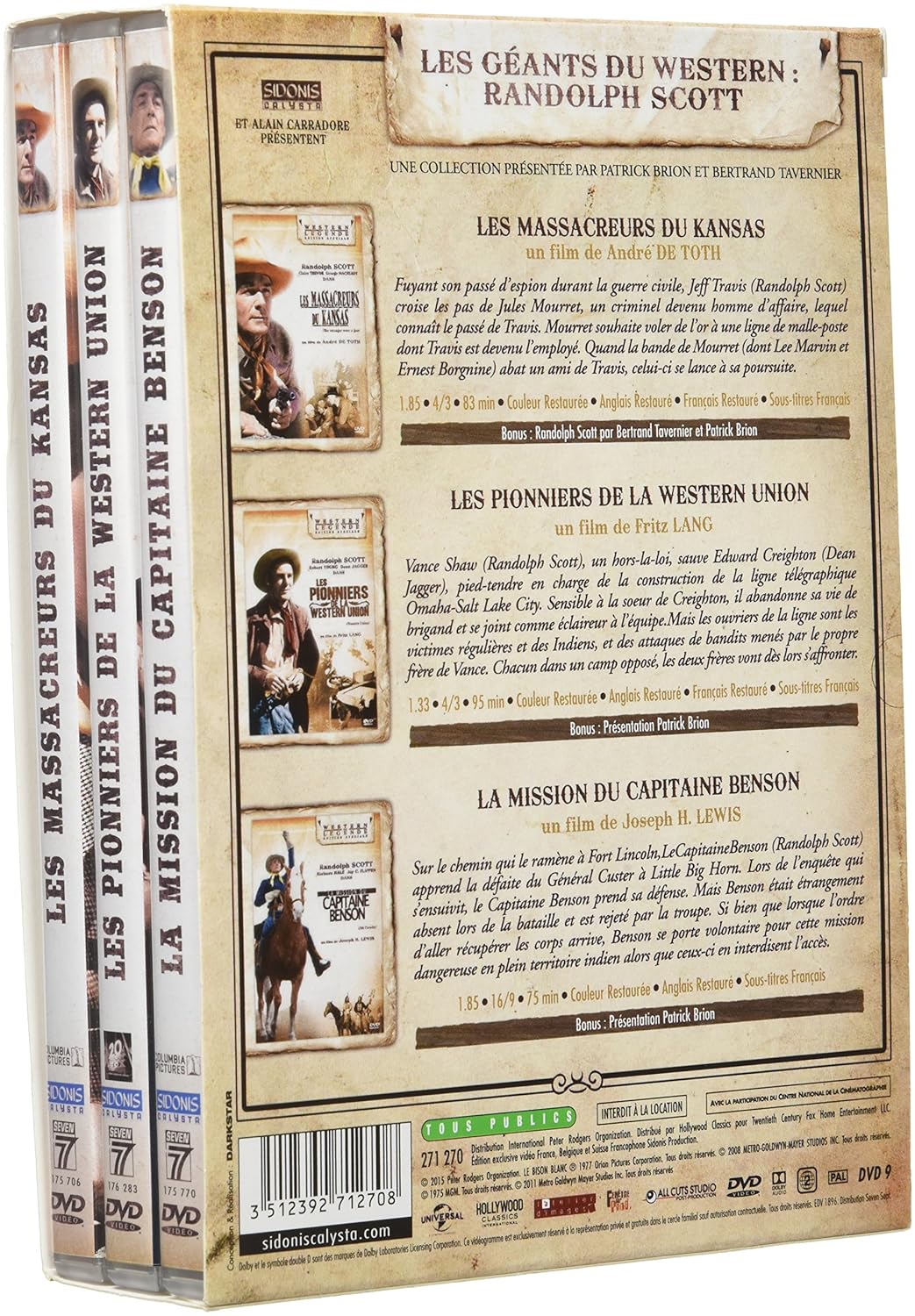 Les géants du western : randolph scott n° 2 - coffret 3 films