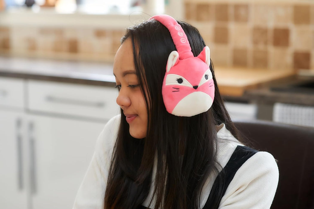 Squishmallows Fifi The Fox Plush Bluetooth Headphones With Built-in Microphone To Make And Receive Calls. 10 Meter Bluetooth Range, Volume Control, Soft Plush Ear Cushions And Adjustable Headband