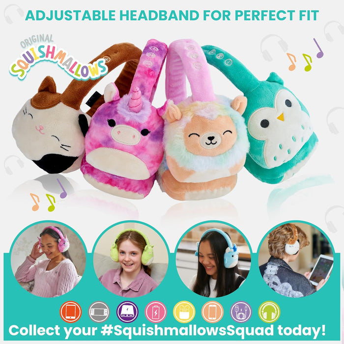 Squishmallows Tatiana The Dragon Plush Bluetooth Headphones With Built-in Microphone To Make And Receive Calls. 10 Meter Bluetooth Range, Volume Control, Soft Plush Cushions And Adjustable Headband.
