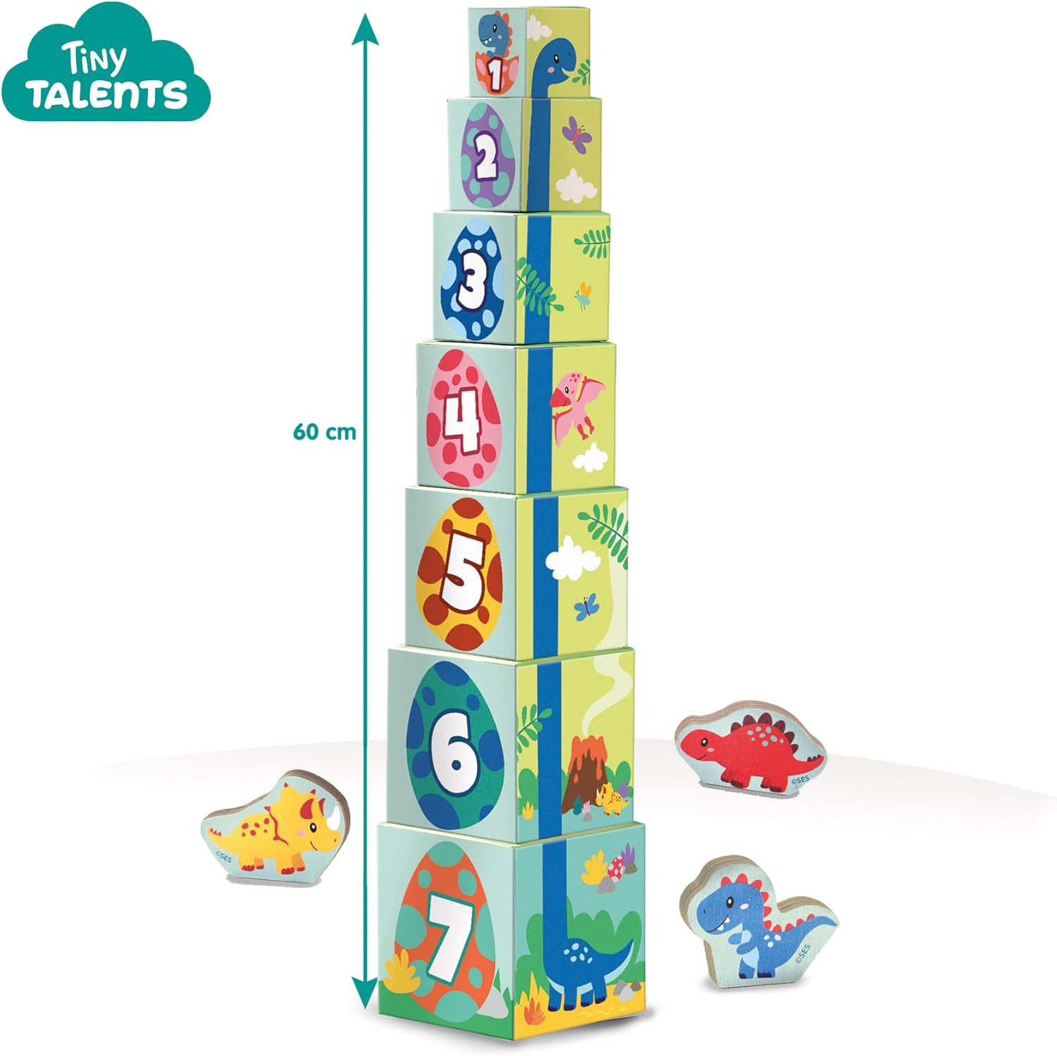 SES Creative Stacking blocks tower with dino figures