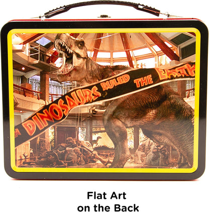 AQUARIUS Jurassic Park Fun Box - Sturdy Tin Storage Box with Plastic Handle & Embossed Front Cover - Officially Licensed Jurassic Park Merchandise & Collectible Gift (48289)