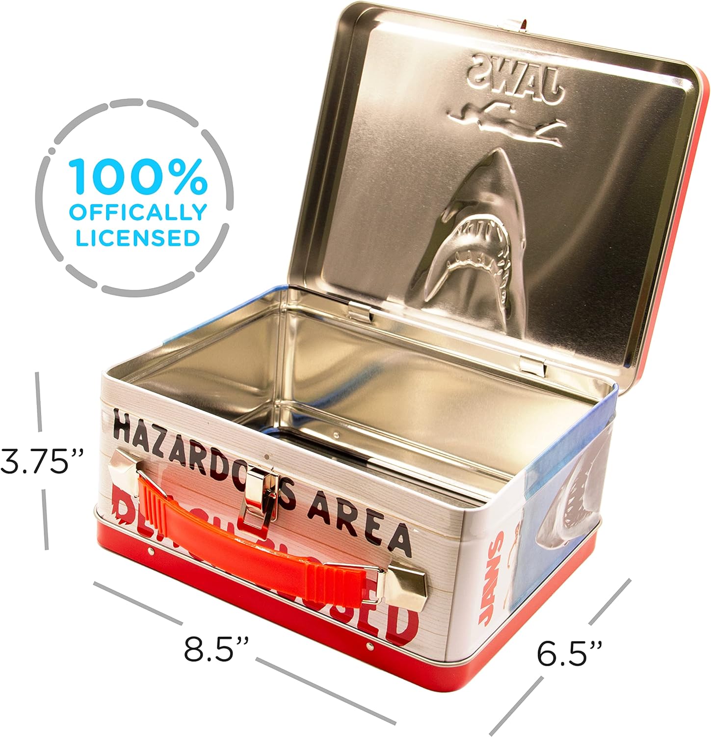 AQUARIUS Jaws Gen 2 Fun Box - Sturdy Tin Storage Box with Plastic Handle & Embossed Front Cover - Officially Licensed XXXXX Merchandise & Collectible Gift for Kids, Teens & Adults