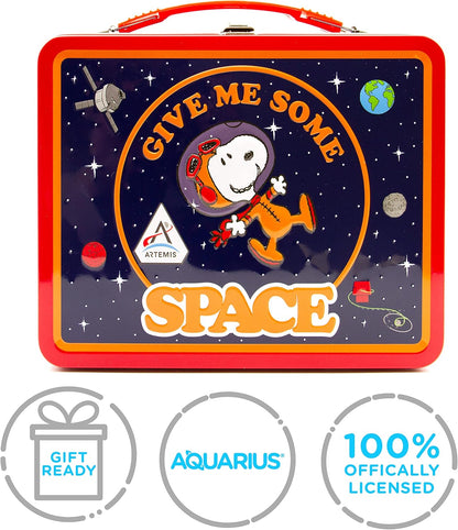 AQUARIUS Peanuts Artemis Fun Box - Sturdy Tin Storage Box with Plastic Handle & Embossed Front Cover - Officially Licensed Peanuts Artemis Merchandise & Collectible Gift