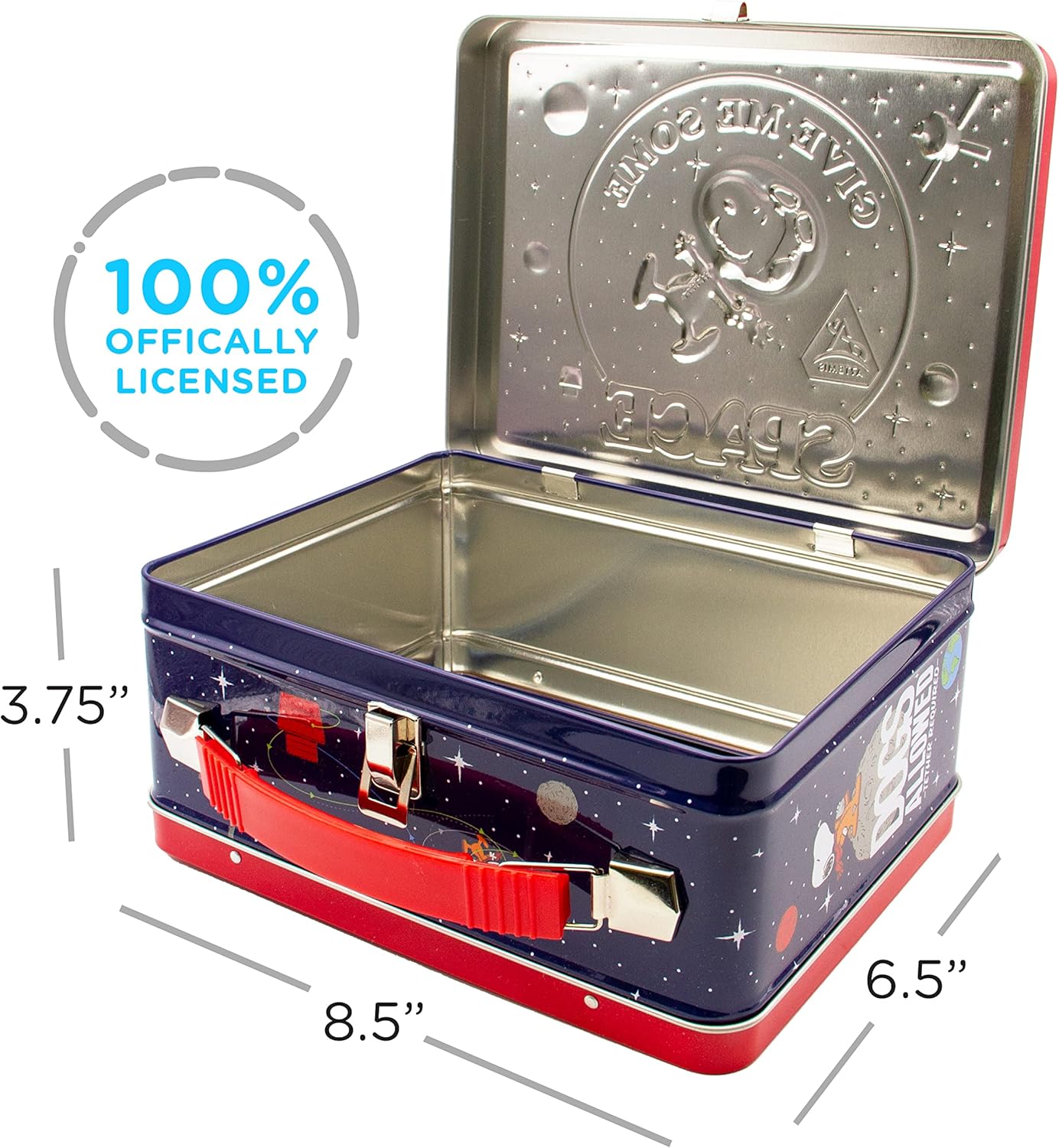 AQUARIUS Peanuts Artemis Fun Box - Sturdy Tin Storage Box with Plastic Handle & Embossed Front Cover - Officially Licensed Peanuts Artemis Merchandise & Collectible Gift