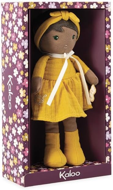 Kaloo - Tendresse - Naomie - My 1st Fabric Doll - 25 cm Fabric Doll - Yellow Dress - Pretty Gift Box and Customisable Ribbon - 0 Months +, K200008