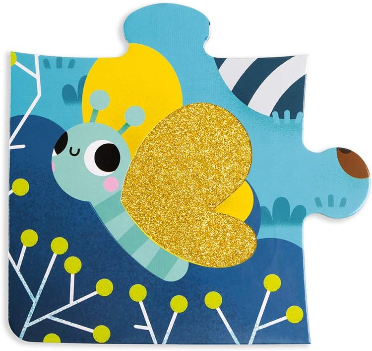Janod J02685 Knoppenpuzzel voor kinderen, bosdieren, 20 delen, waarvan 7 met textuur, leer- en toetsenspel, tastzin, fijne motoriek en concentratie, vanaf 2 jaar