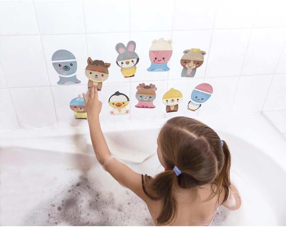 Janod J04718 - Mix en Match dieren voor de badkamer - Badspeelgoed - 30 stuks drijvend en plakkerig schuim - Ontwaken speelgoed - Vanaf 2 jaar J04718