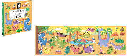 Janod - Magnéti'Stories Dinosaurier - Magnetisches Lernspiel 30 Magnete - Kinderspielzeug aus FSC-Pappe - Fördert Vorstellungskraft und Feinmotorik - Ab 3 Jahre, J05450