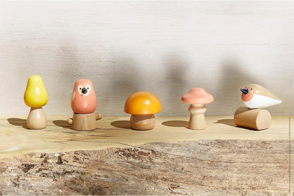 Janod 2 Vögel und 3 Pilze zum Schrauben-Lernspielzeug und Frühförderung-Spielzeug aus FSC-Holz-WWF-Partnerschaft-Ab 18 Monate, J08643, Mehrfarbig, one size