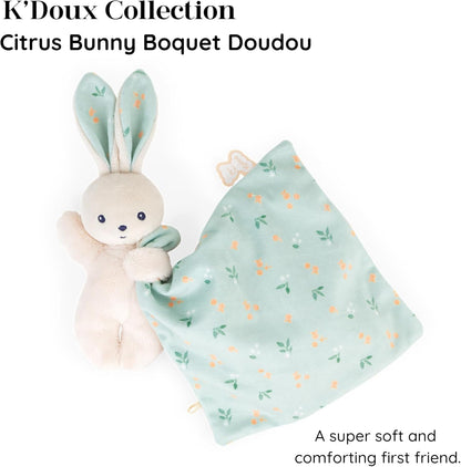 Kaloo - Carré Douceur - Citrus Bouquet Rabbit Comforter - Square: 7.1" x 7.1" / 18 x 18 cm - Babies’ Soft Toy - Ultra-Soft Materials - Gift Box - K972001