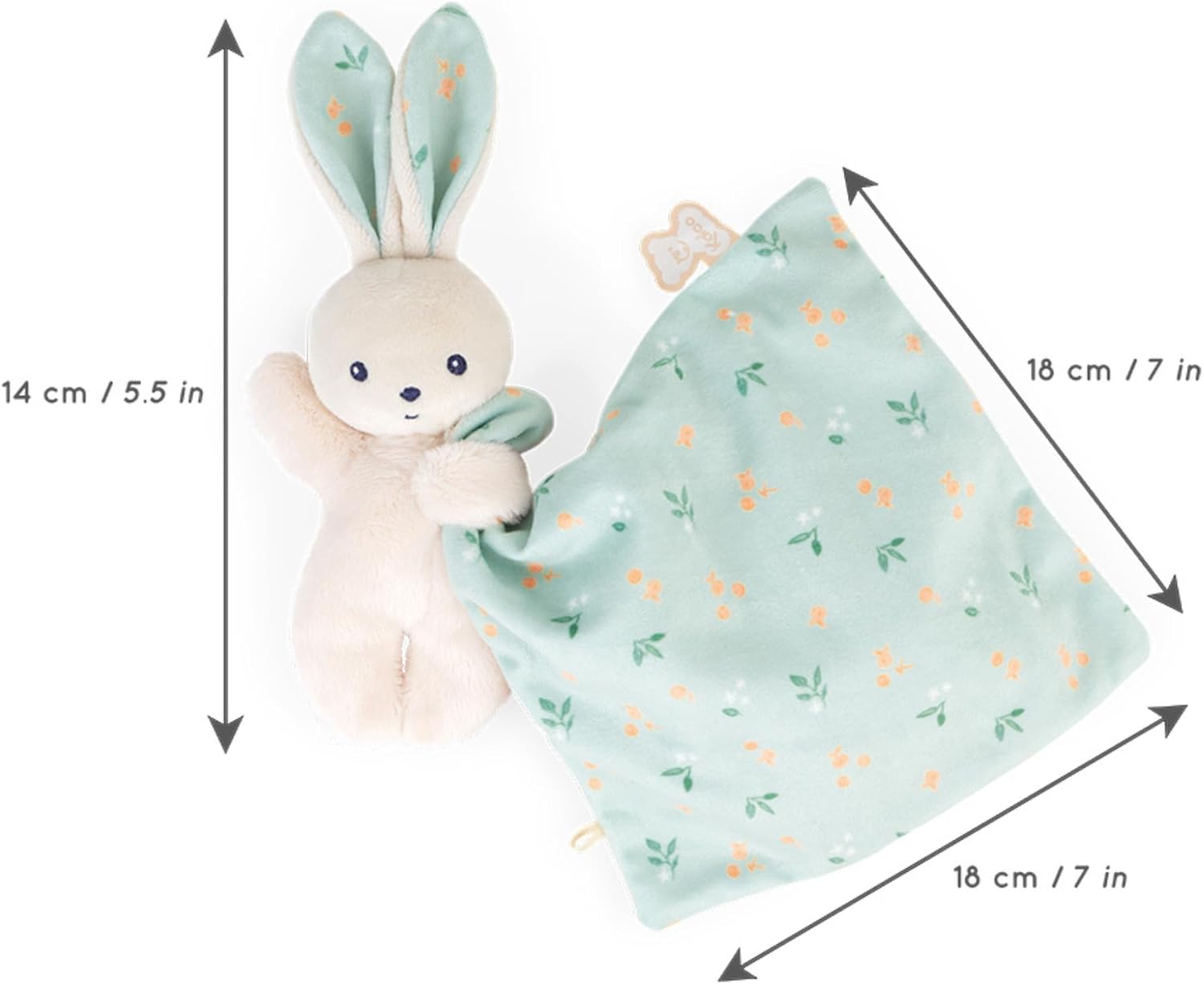 Kaloo - Carré Douceur - Citrus Bouquet Rabbit Comforter - Square: 7.1" x 7.1" / 18 x 18 cm - Babies’ Soft Toy - Ultra-Soft Materials - Gift Box - K972001