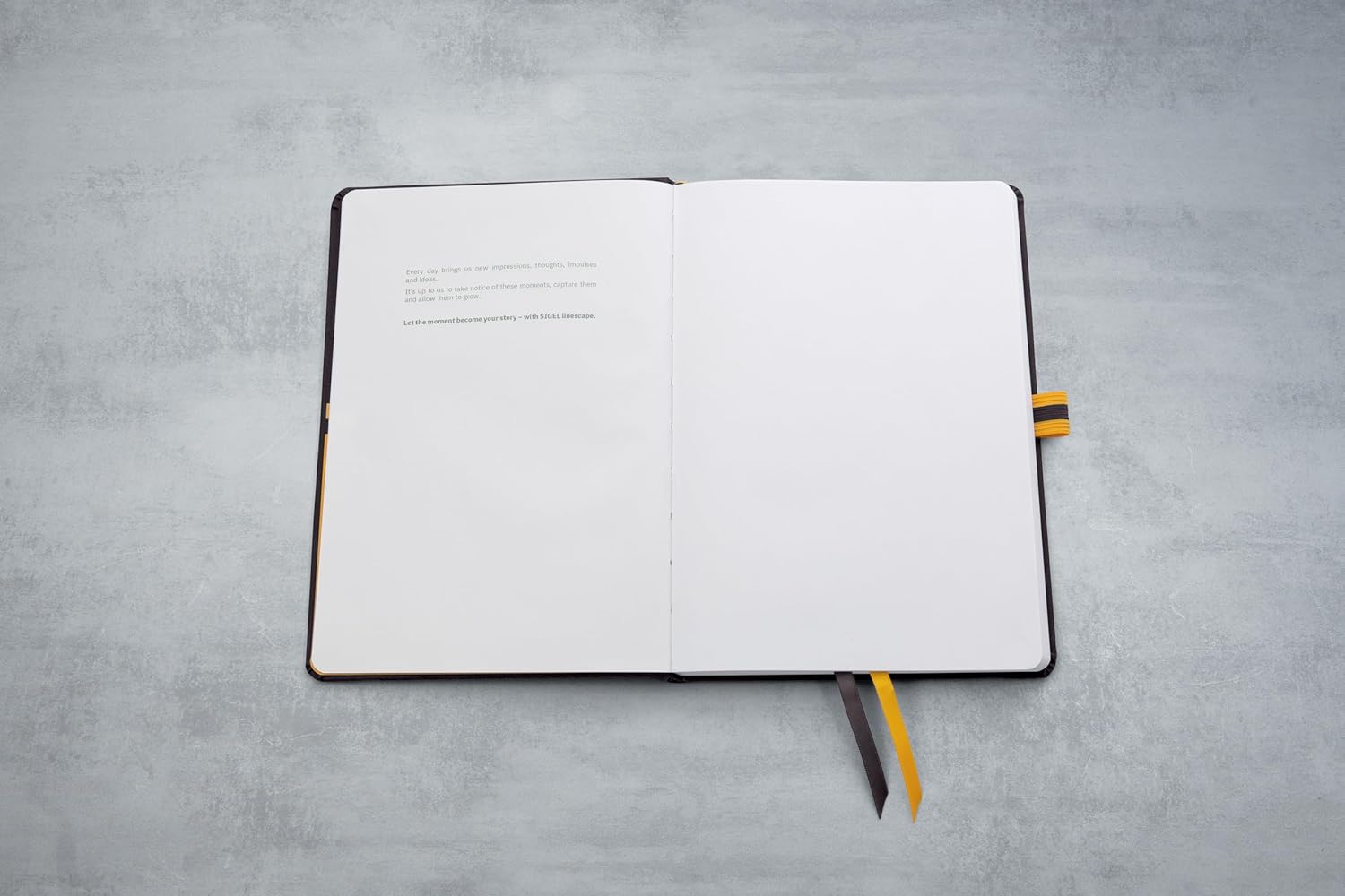 SIGEL LS107 linescape Notebook, lined, approx. A5, dark grey, yellow, hardcover, 176 pages