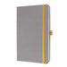 SIGEL LS101 linescape Notebook, lined, approx. A5, light grey, yellow, hardcover, 176 pages
