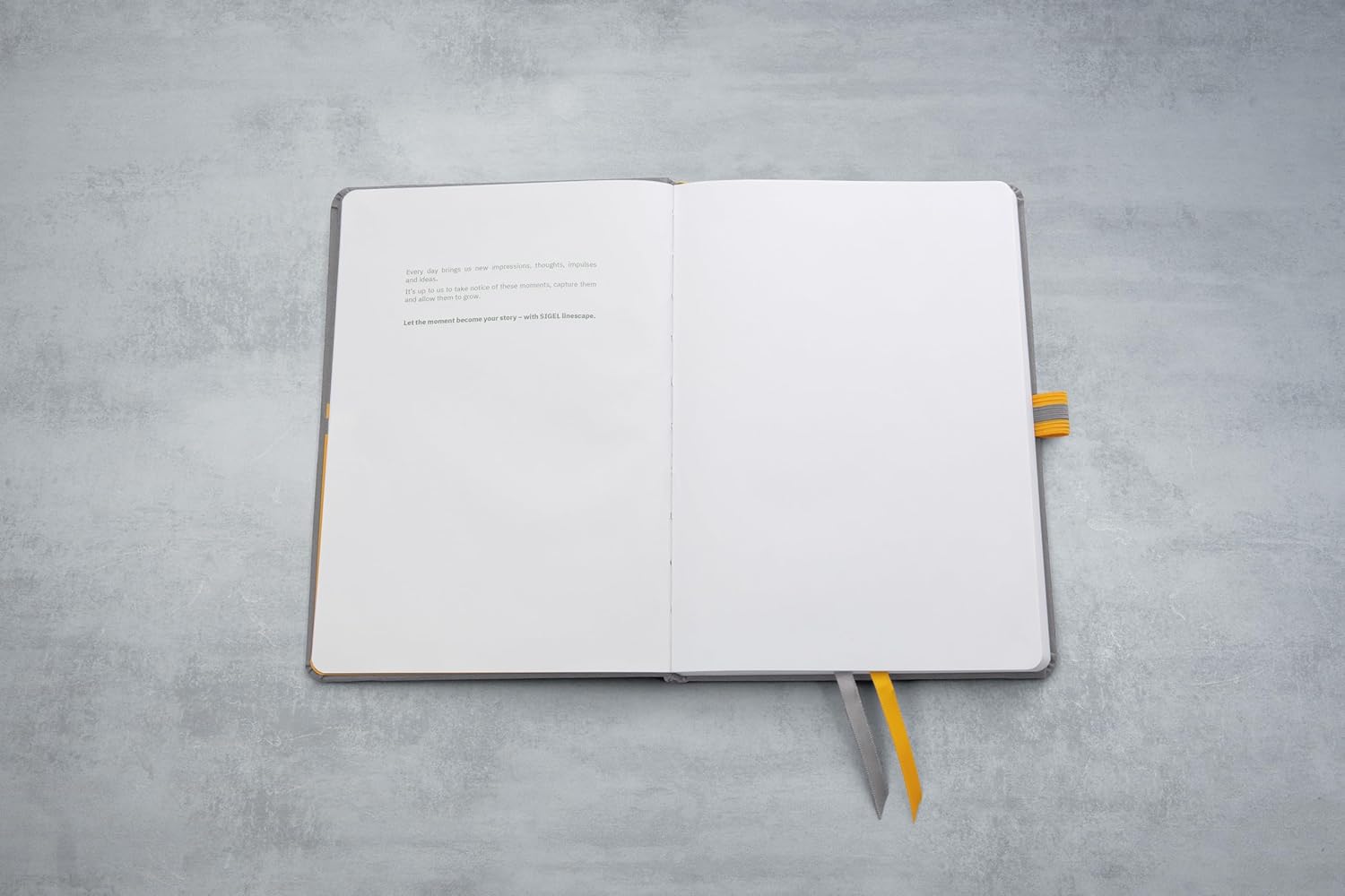 SIGEL LS101 linescape Notebook, lined, approx. A5, light grey, yellow, hardcover, 176 pages