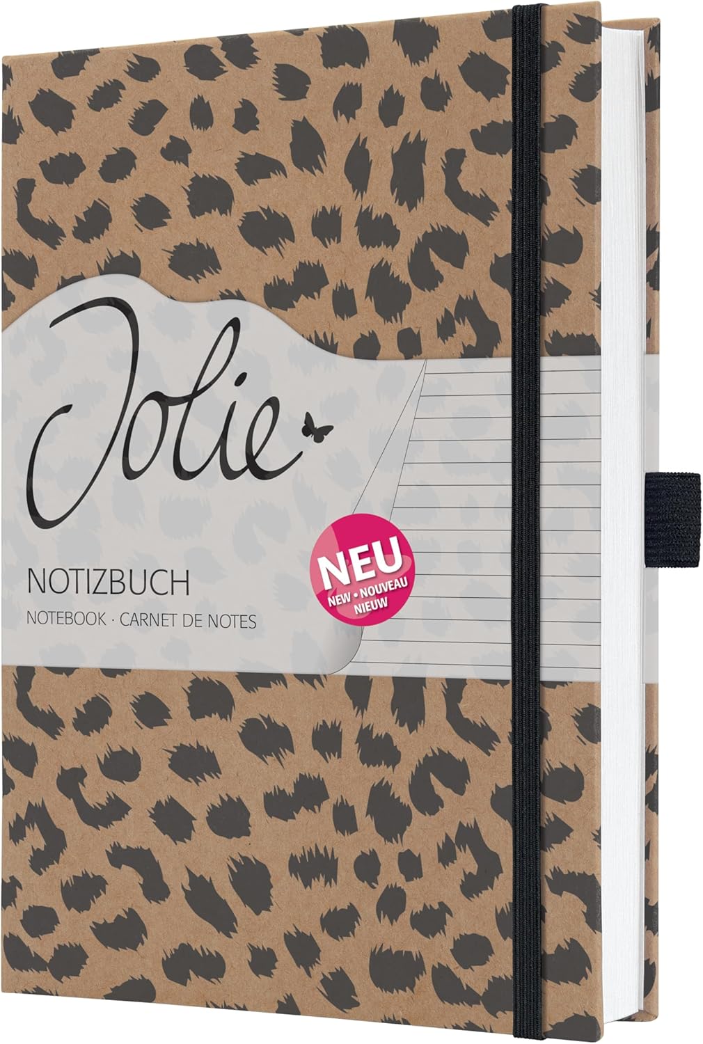 SIGEL JN851 Jolie Notebook, Pure Cheetah, Lined, 15,2 x 20,3 cm, hardcover, 192 Pages, Brown, Black