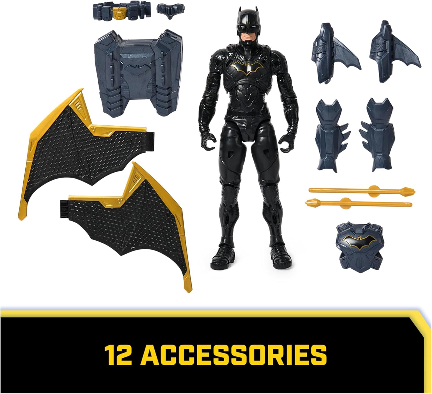 DC Comics Batman Adventures, 30-centimetre Night Sky Batman Action Figure with Expandable Wings, Kids’ Toys for Boys and Girls Aged 3 and Up