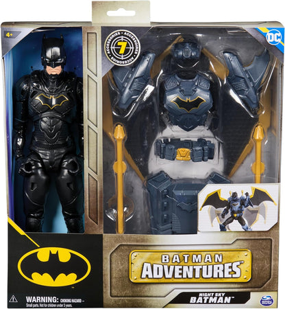 DC Comics Batman Adventures, 30-centimetre Night Sky Batman Action Figure with Expandable Wings, Kids’ Toys for Boys and Girls Aged 3 and Up