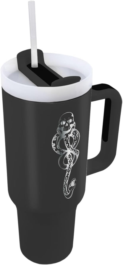 Pyramid International Harry Potter (The Dark Arts) 40oz/1200ML Tumbler with Straw and Lid, Advanced Double-Wall Vacuum Insulation, Keeps Beverages Cold Up to 11 Hours, Hot for Up to 7 Hours, BPA-Free